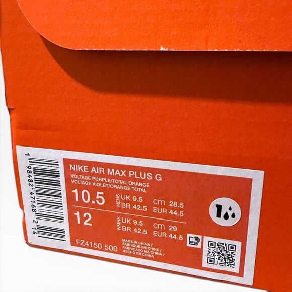 Nike Air Max Plus G Golf Voltage Purple Black Total Orange size 10.5 FZ4150-500 main image 10